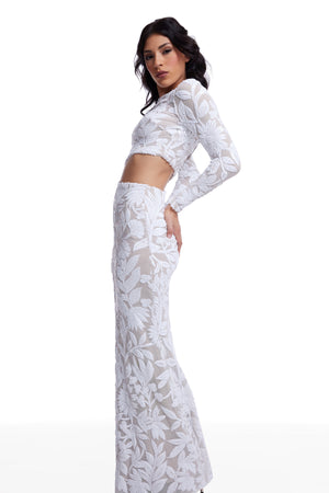 Candace Dress / WHITE-NUDE