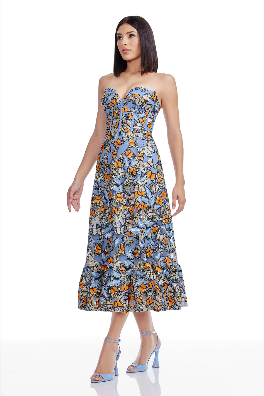 dress the population carina embroidered dress Carina Embroidered Dress