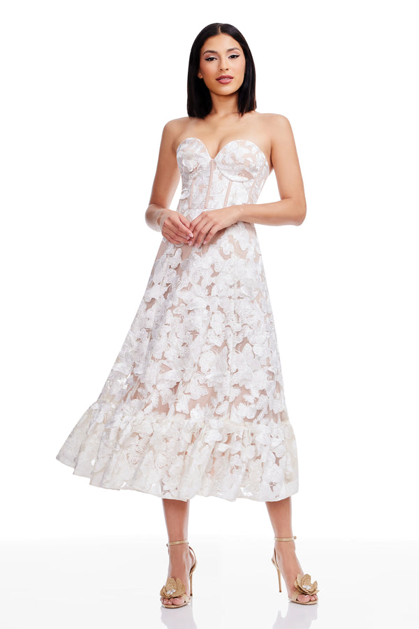 Carina Dress / WHITE-NUDE