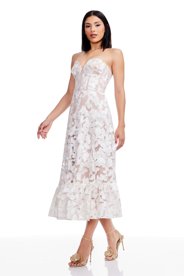 Carina Dress / WHITE-NUDE