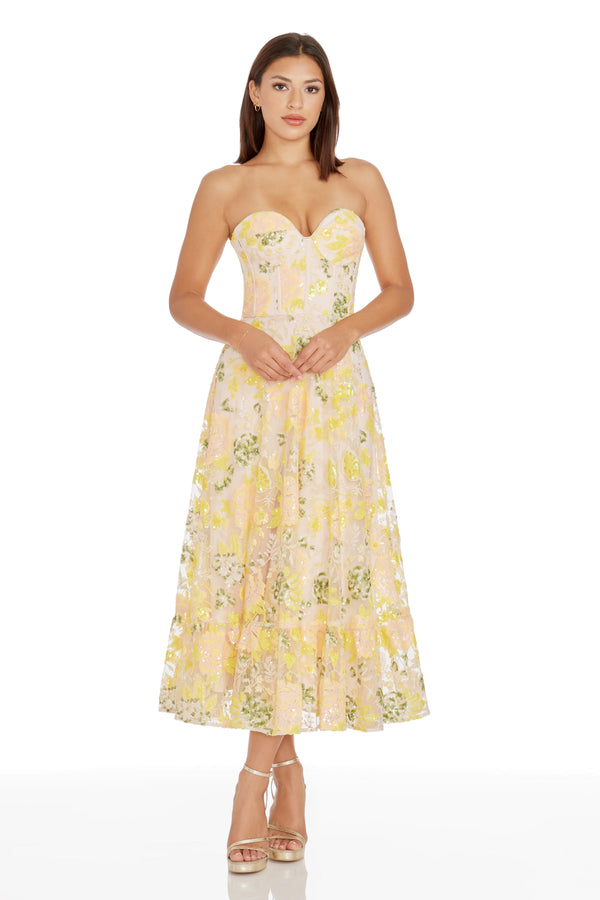 Yellow Floral Dresses - Vibrant Styles Dress the Population Yellow Floral Dresses - Vibrant Styles Dress the Population
