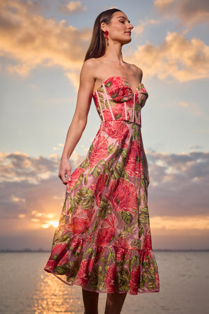 Carina Dress / PEACH MULTI