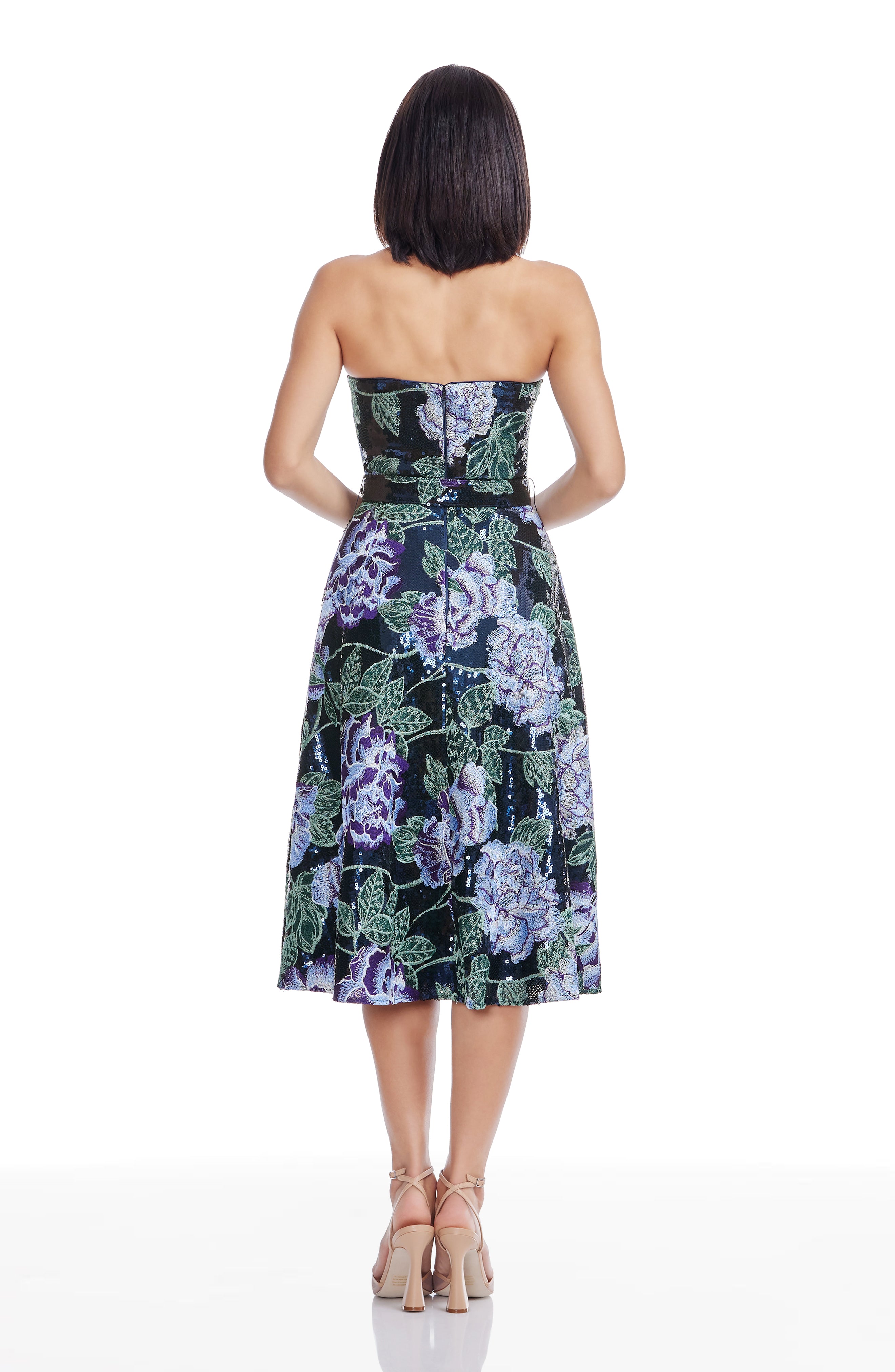 carlita mini dress white Dress The Population Carlita Floral Strapless Dress - Navy Multi