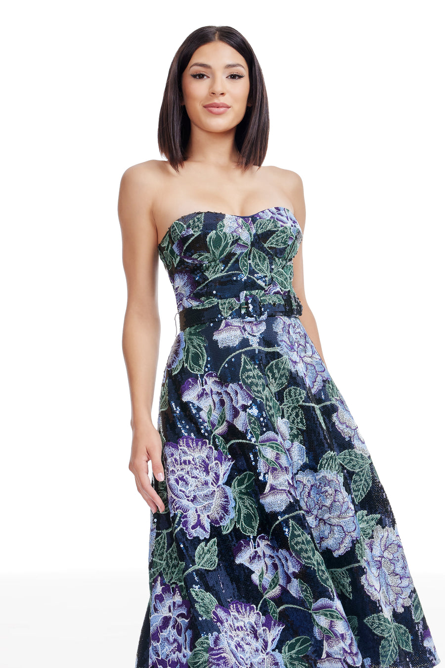 dress the population carlita bustier a-line midi dress dress population Dress the Population Women's Carlita Bustier Midi Dress - Multi