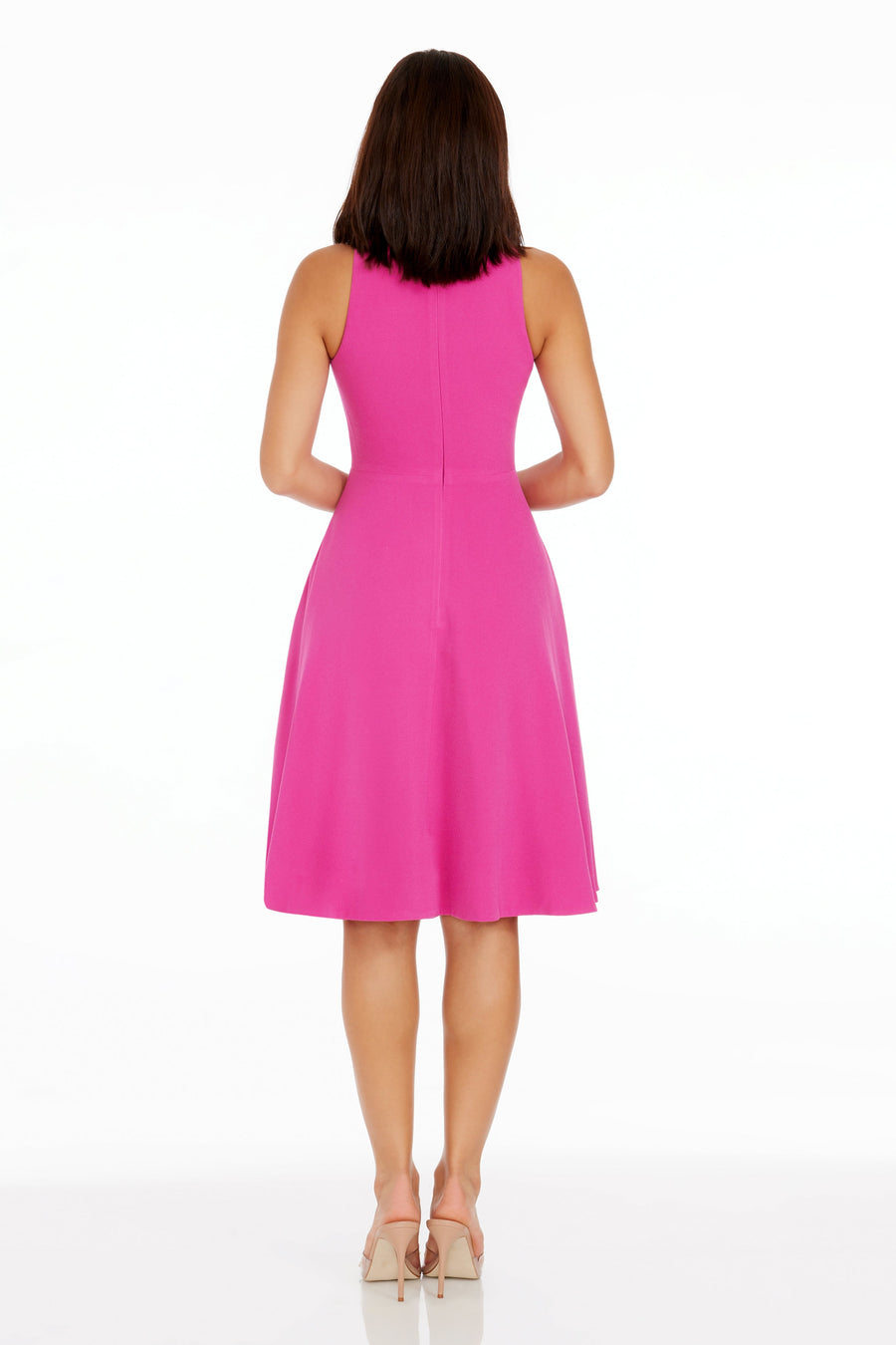 catalina crepe v-neck sleeveless a-line dress Dress the Population Women's Catalina Fit & Flare Dress - Sage