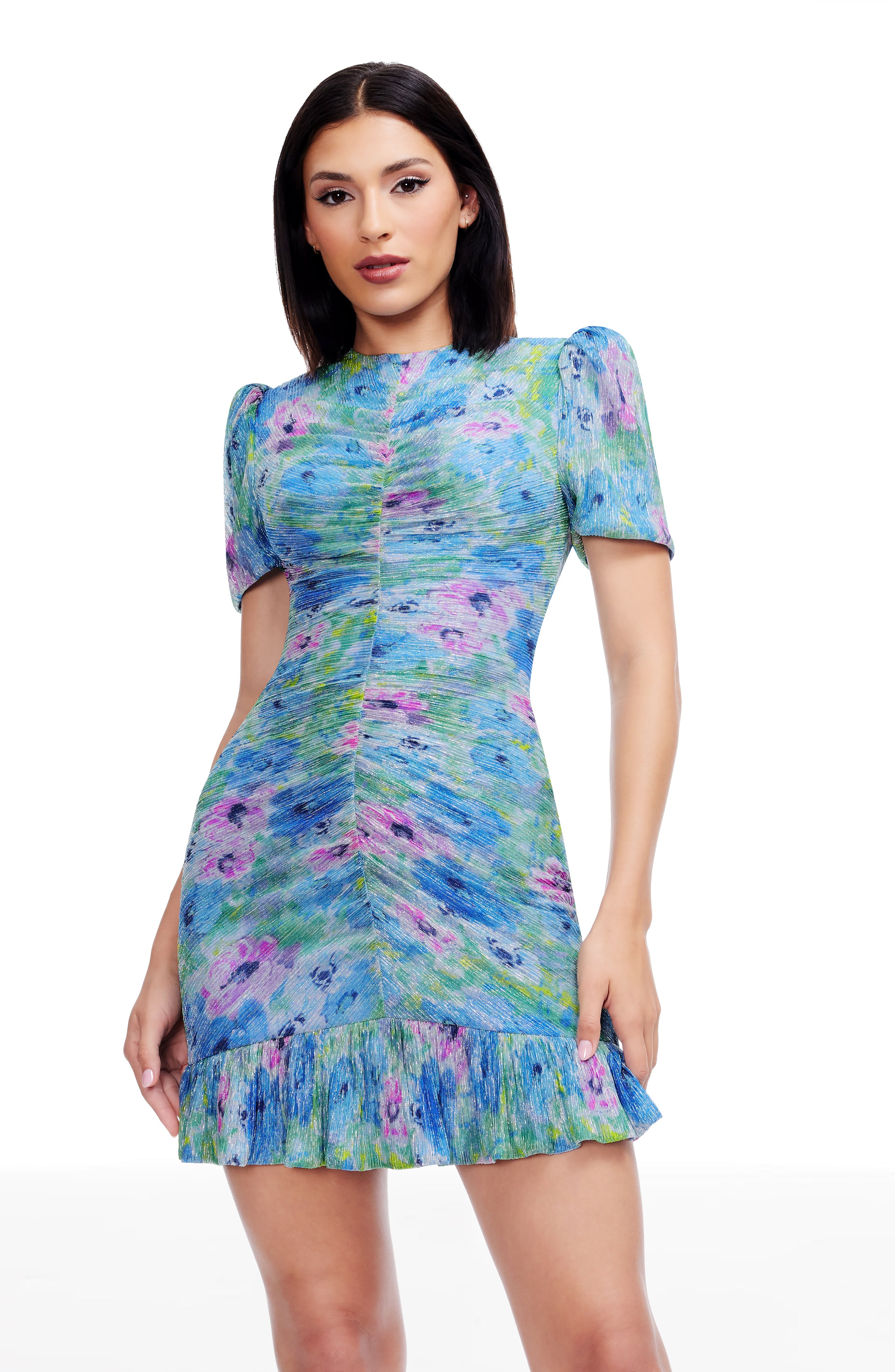 dress the population chandler dress Dress The Population Chandler Short-Sleeve Ruched Mini Dress