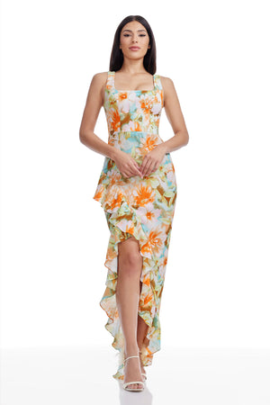 dress the population marlene NWT Dress The Population "Marlene" Plunging Embroidered Mesh Maxi Dress, Ivory M