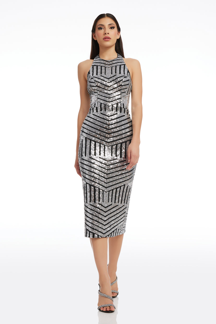 Cleo Dress / SILVER-BLACK