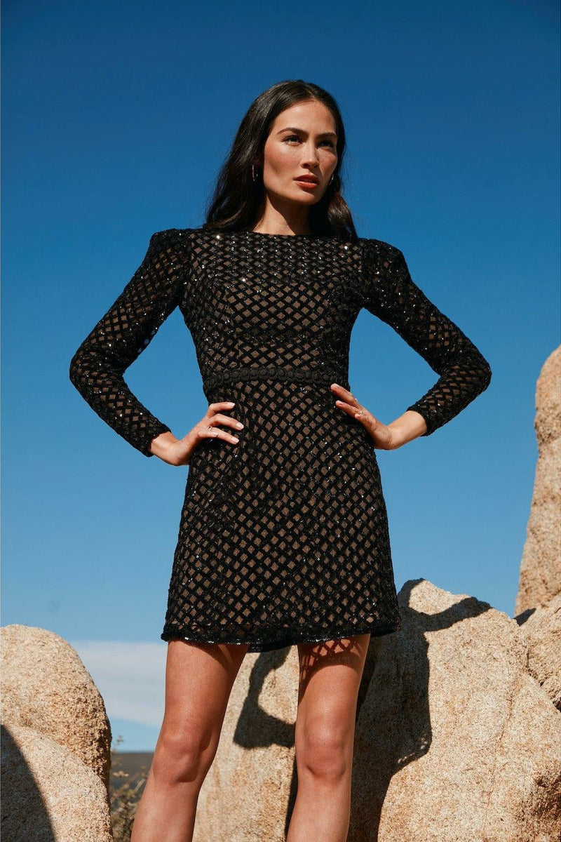 Collins Dress / BLACK/NUDE