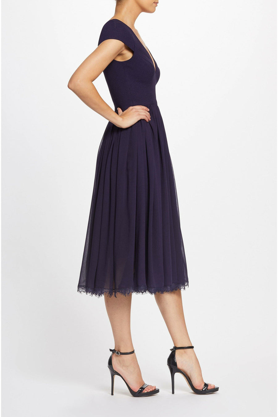 corey chiffon fit and flare dress Dress the Population Corey Dress - Green