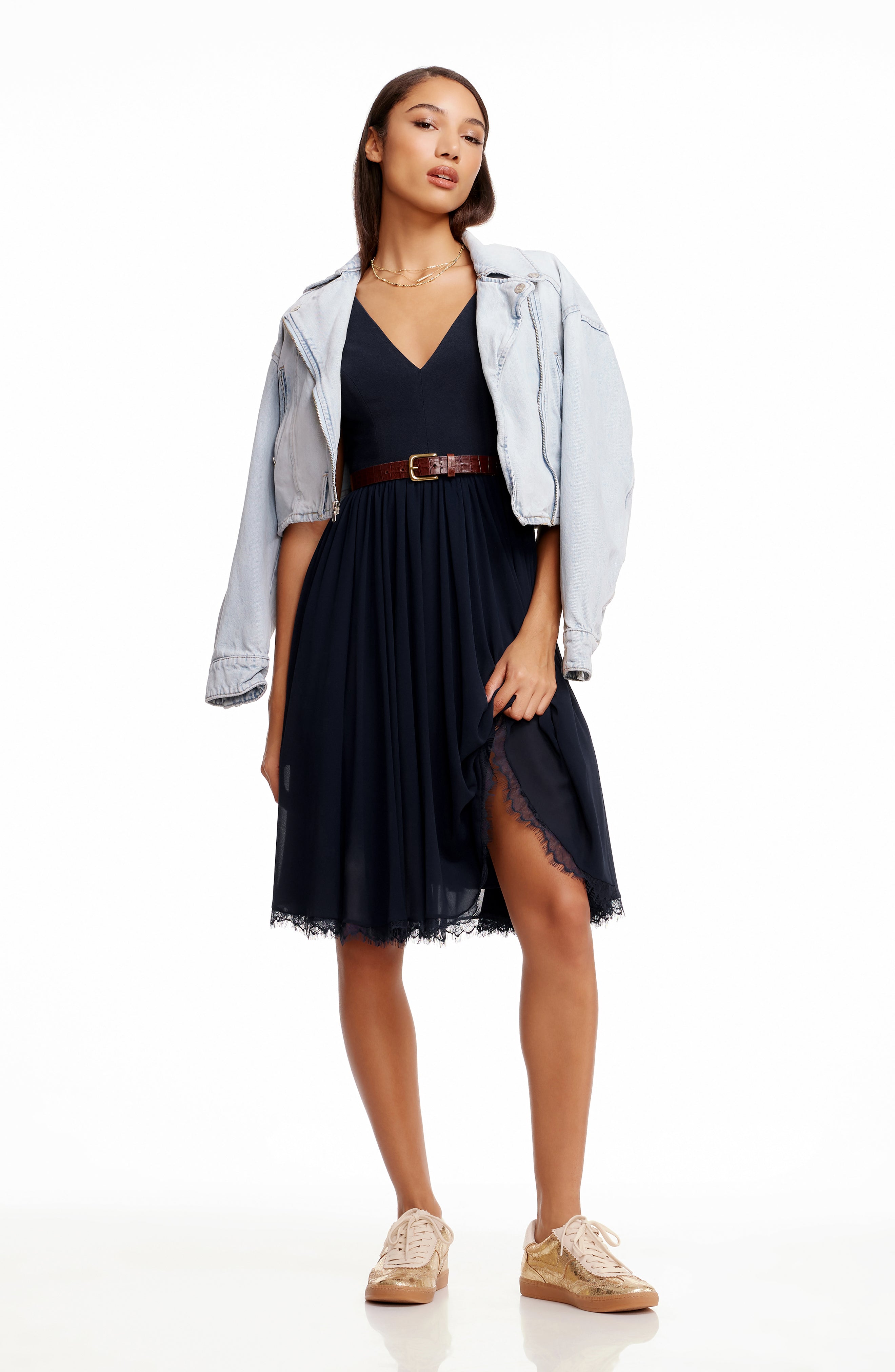 denim v neck dress V-neck Gathered Waist Midi Collared Dress, Mid Denim / S Discover a casual and Girls Dress Style 375 Size:Pre order 18 boho kaftan