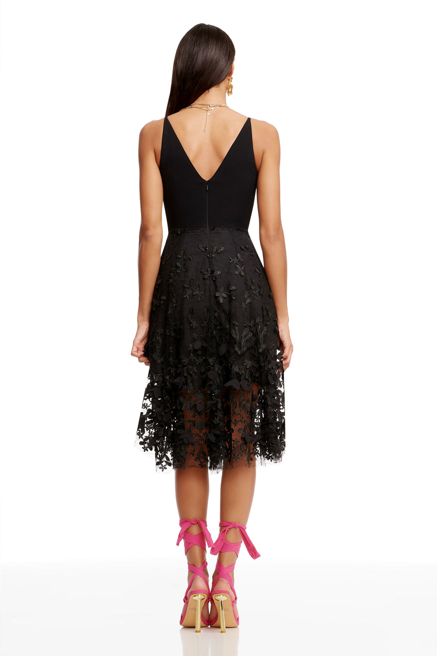 darleen v-neck embroidered mesh cocktail dress dress the population Darleen V-Neck Embroidered Mesh Cocktail Dress (Women)