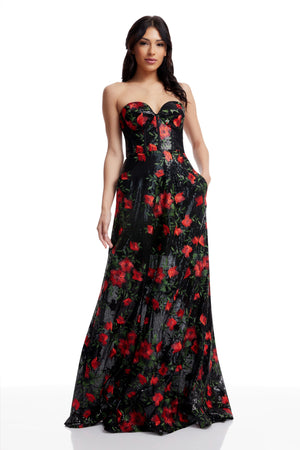 dress the population delani gown DRESS THE POPULATION 'DELANI' SEQUIN CREPE BLACK GOWN Maxi DRESS sz Small