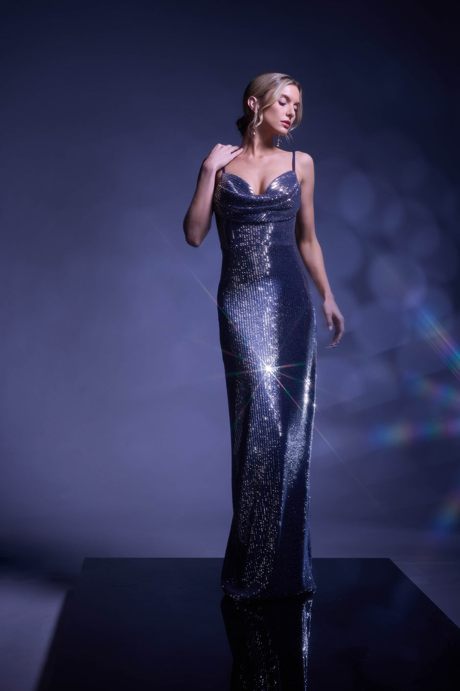 Elanora Dress / NAVY-GOLD