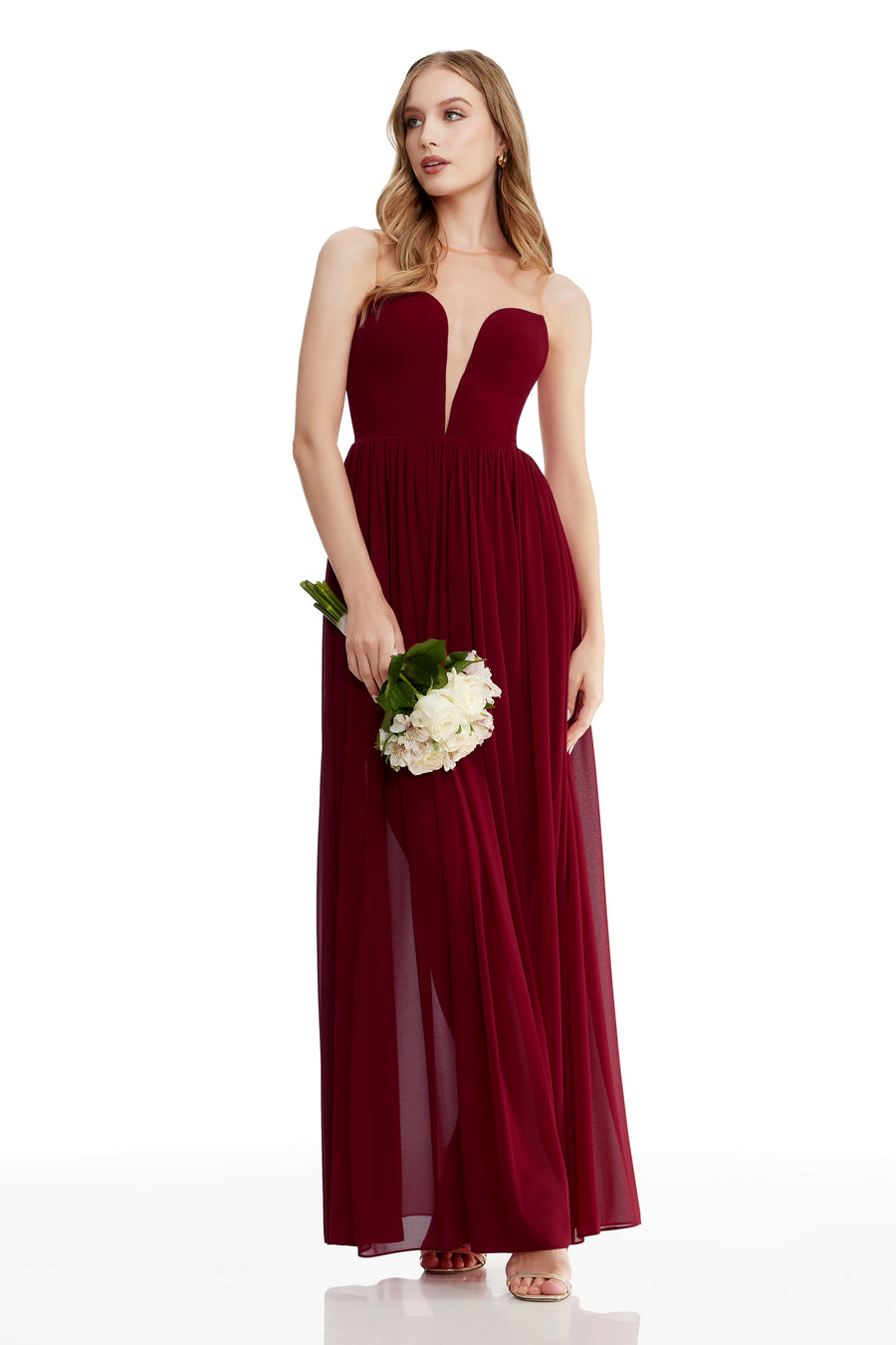 ワンピース ENOF velour jersey long dress Ella Formal Plunging Velvet Dress | Windsor