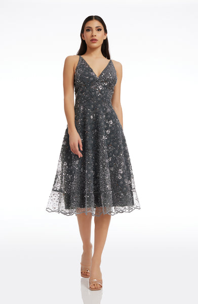 Dress the Population Elisa Dress - Steel