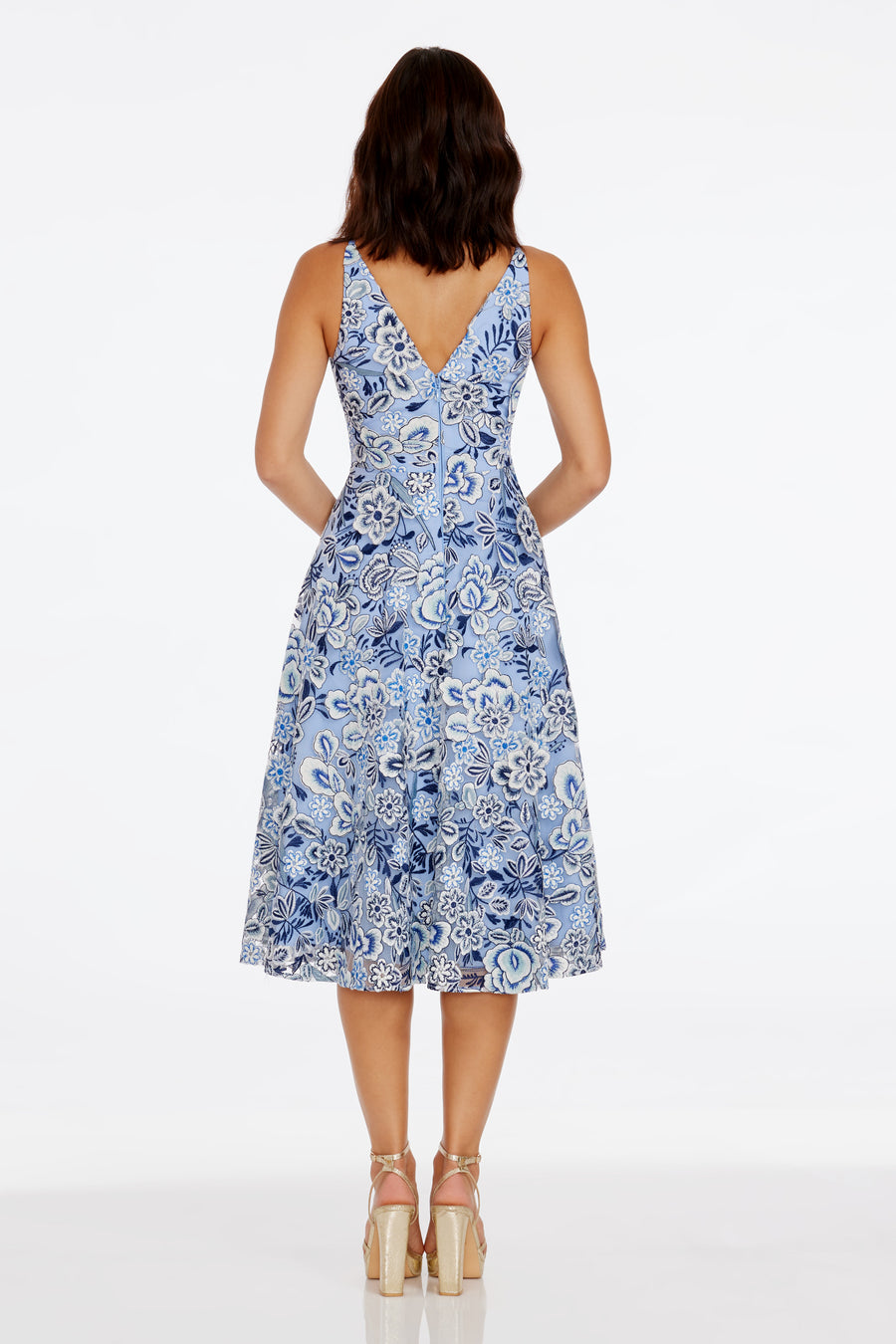dress the population elisa embroidered fit and flare dress Dress The Population Elisa Sequin Embellished Embroidered Fit & Flare Dress-
