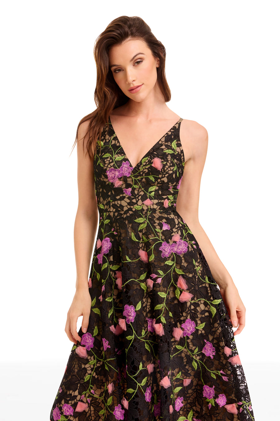 dress the population elisa embroidered fit and flare dress Elisa Dress Dress the Population