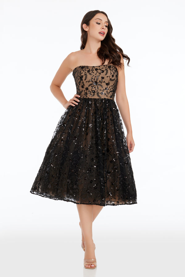 Elise Dress / BLACK-NUDE