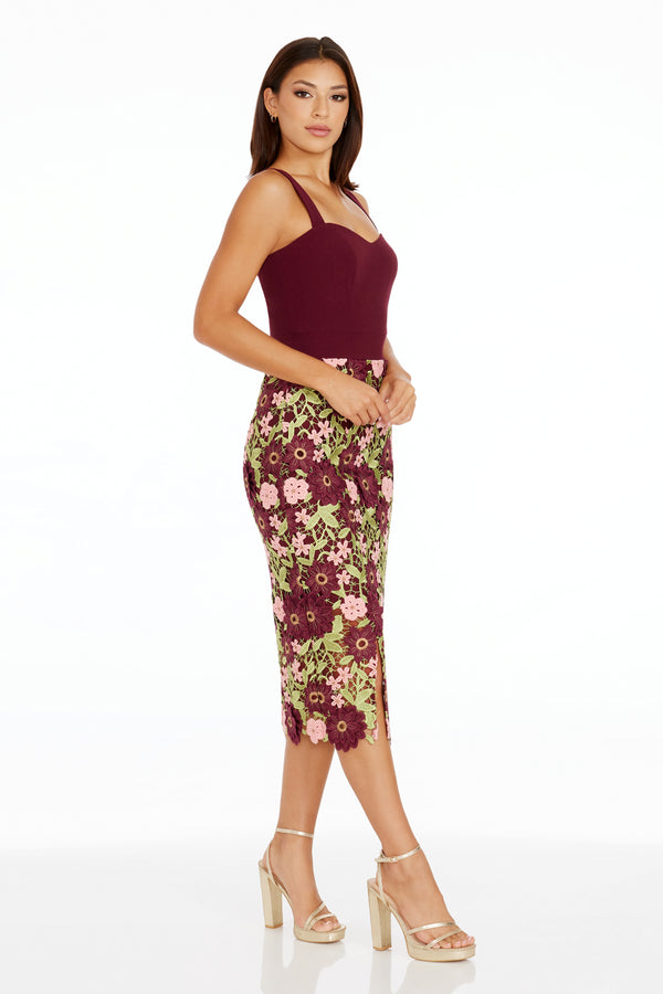 ELLINA DRESS / BURGUNDY MULTI