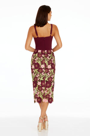 ELLINA DRESS / BURGUNDY MULTI