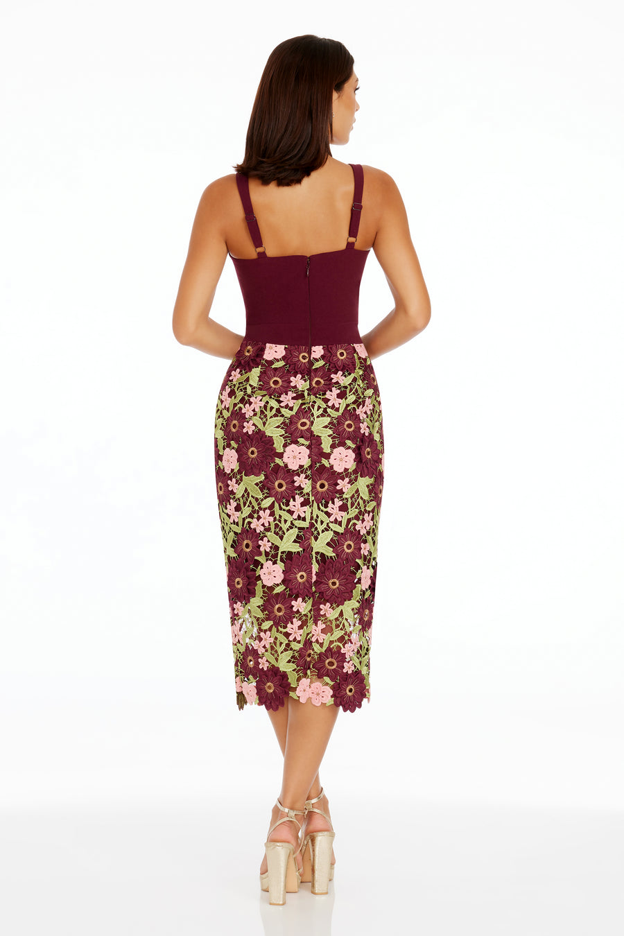ELLINA DRESS / BURGUNDY MULTI