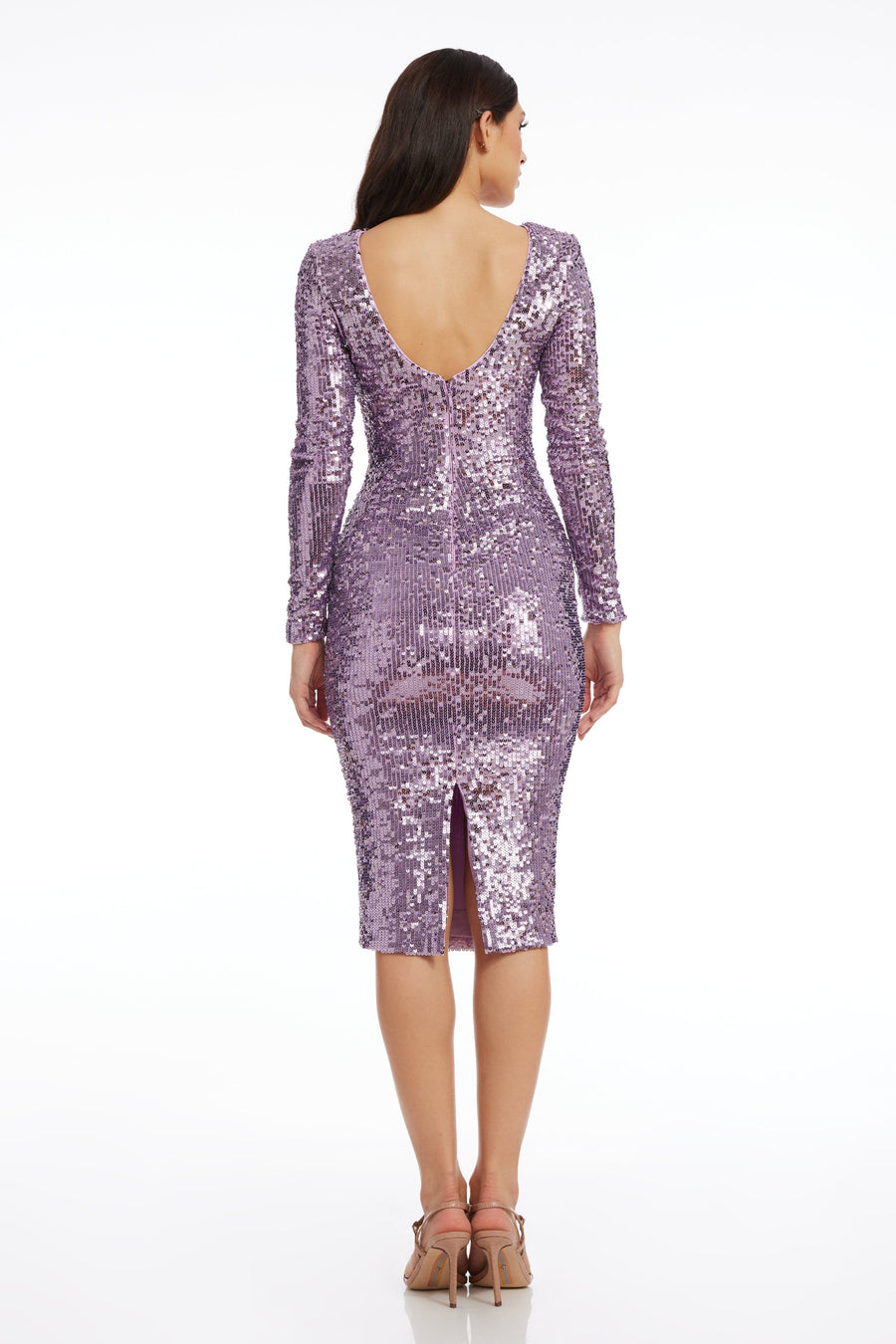 emery sequin stripe long sleeve cocktail dress Dress The Population Emery Dress - Black - Black