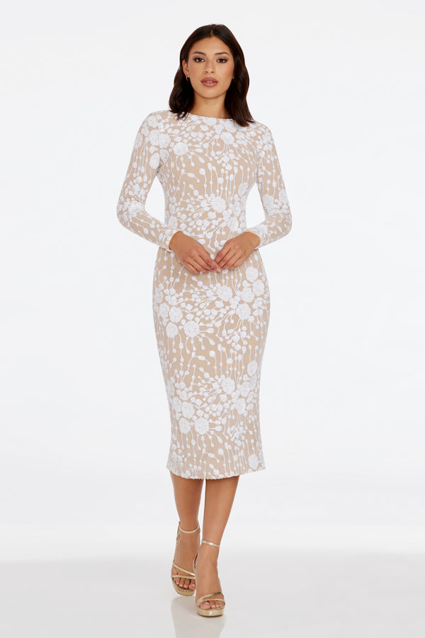 Emery Dress / WHITE-NUDE