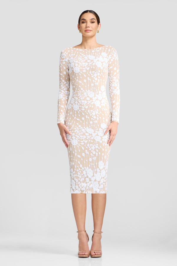 Emery Dress / WHITE-NUDE