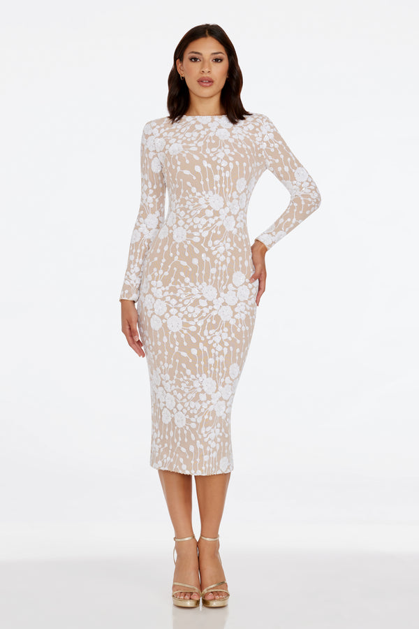 Emery Dress / WHITE-NUDE