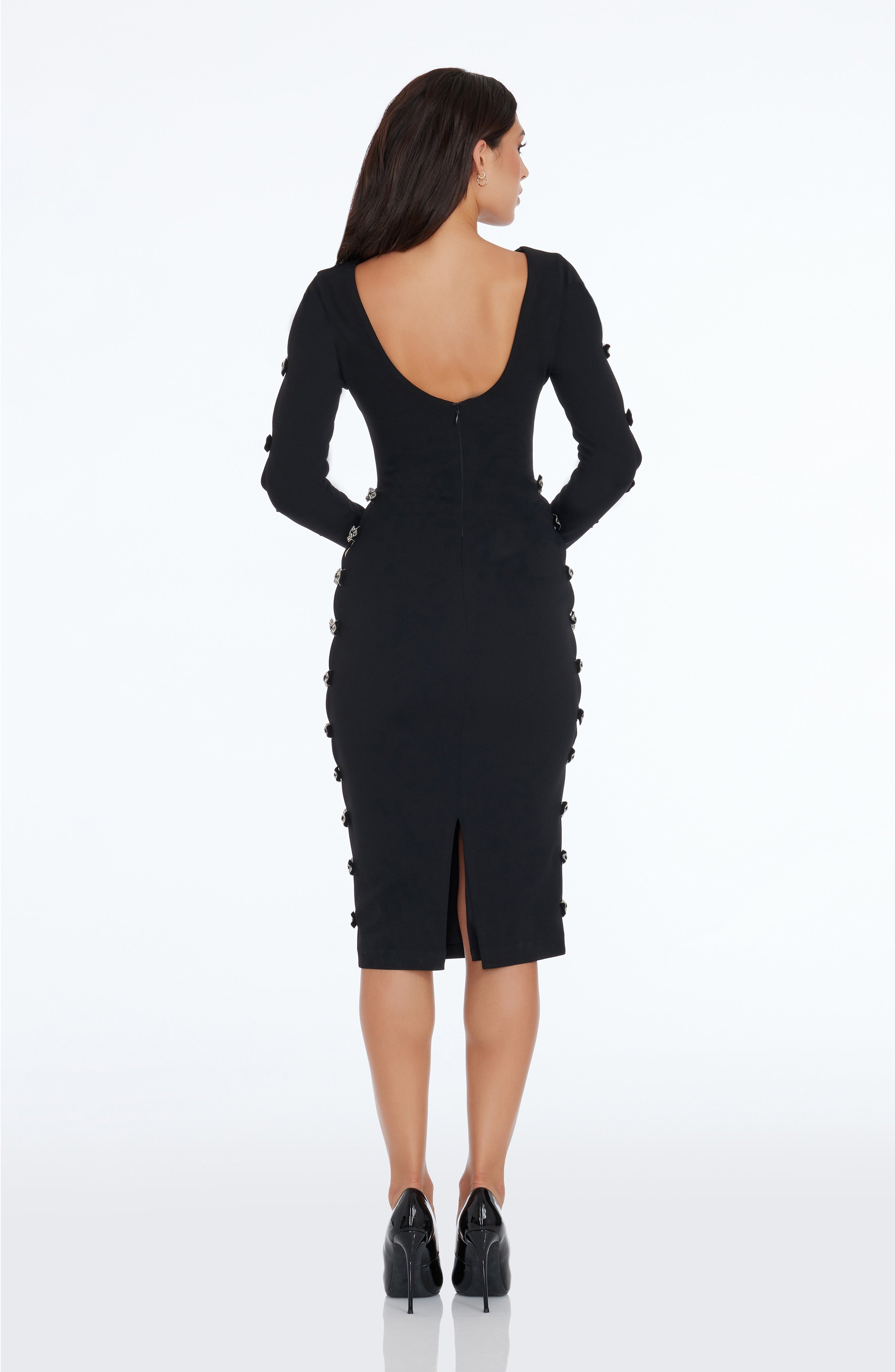 emery long sleeve sequin cocktail dress dress the population 1164833
