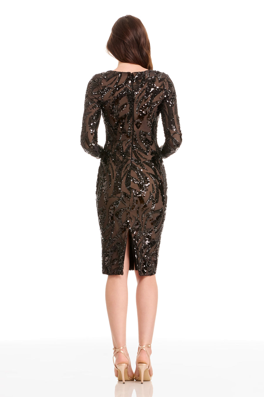 emmalyn sequin long sleeve body-con cocktail dress dress the population Dress the Population Emmalyn Floral Appliqu & Sequin Long Sleeve Body-Con Cocktail Dress in White