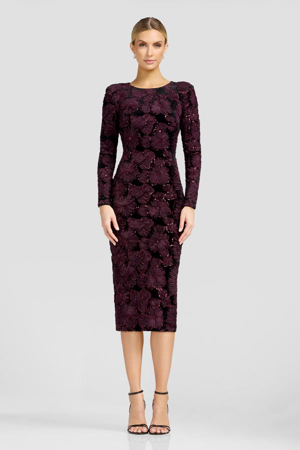 Emmalyn Dress / BURGUNDY-BLACK
