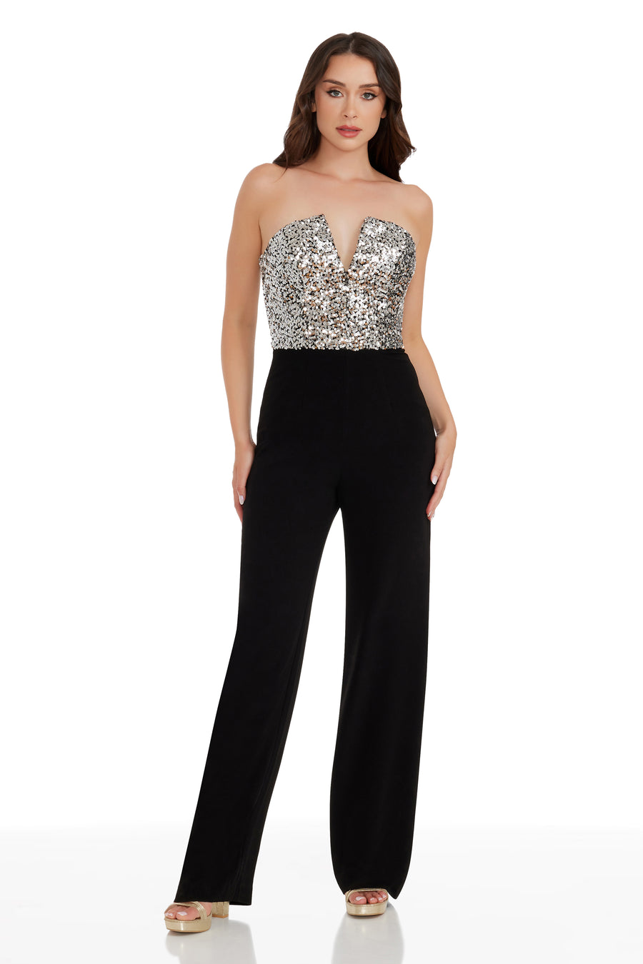 dress the population black sequin jumpsuit Dress The Population Victoria Sequin Sleeveless Jumpsuit, Black Pearl, Women's, X-Large