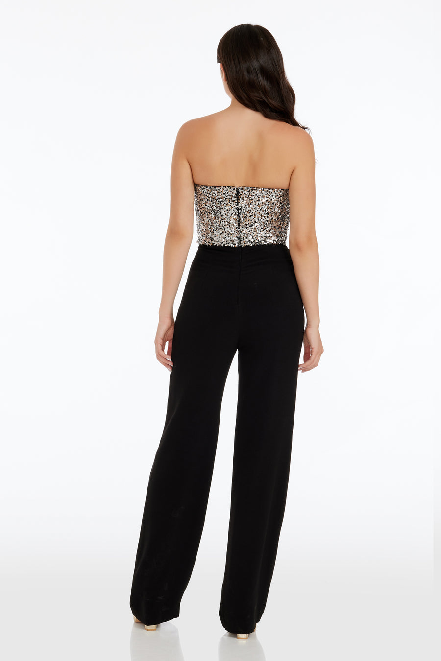 Dress the population jumpsuit white clearance