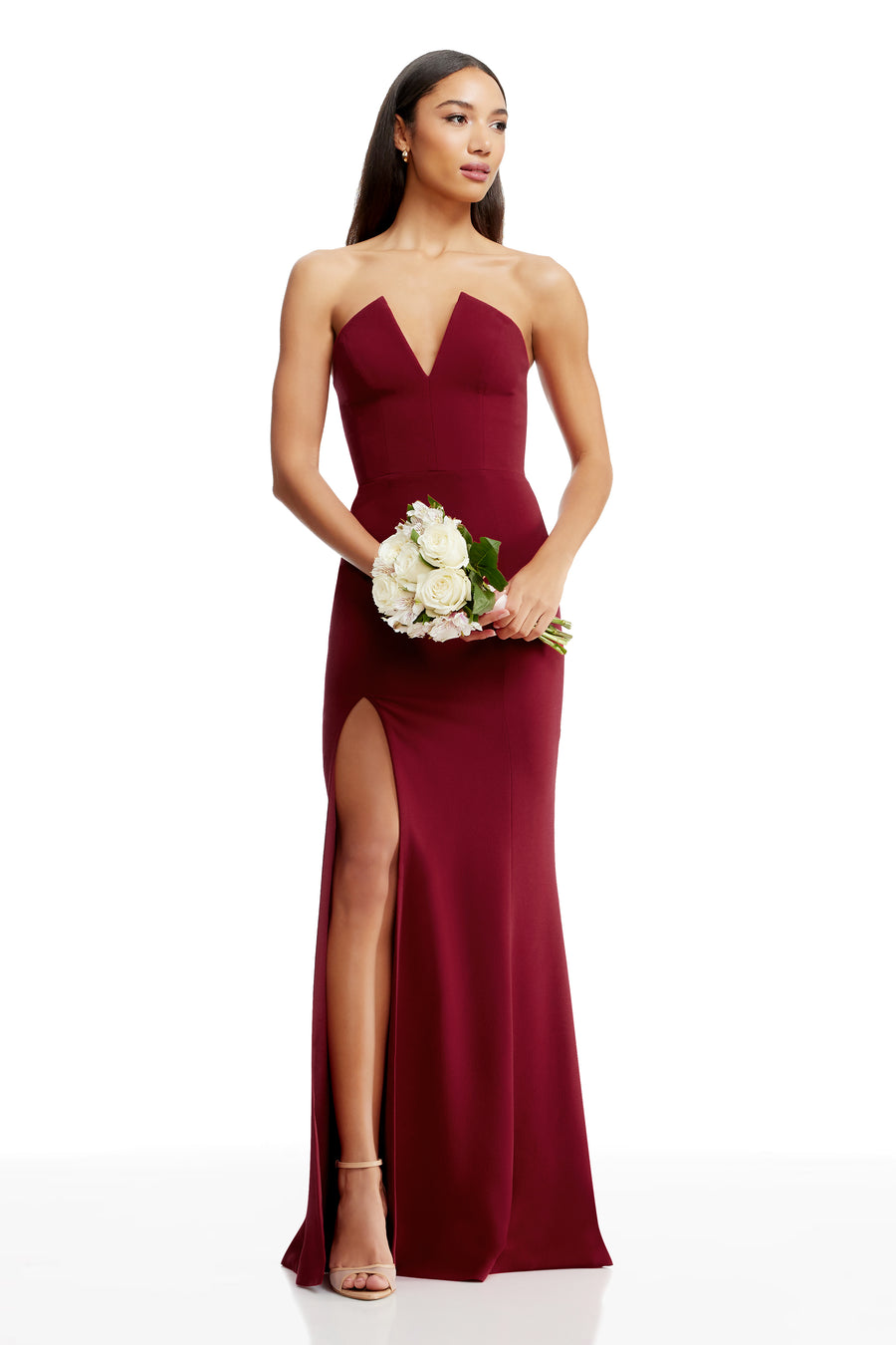 dress the population fernanda strapless evening gown Fernanda Gown S / MOCHA-BLACK