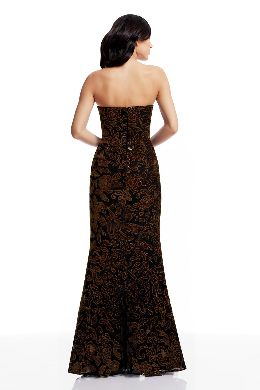 Dress the Population Women's Fernanda Floral Sequin Strapless Evening Gown - Black - Gowns Dress the Population Women's Fernanda Floral Sequin Strapless Evening Gown - Black - Gowns