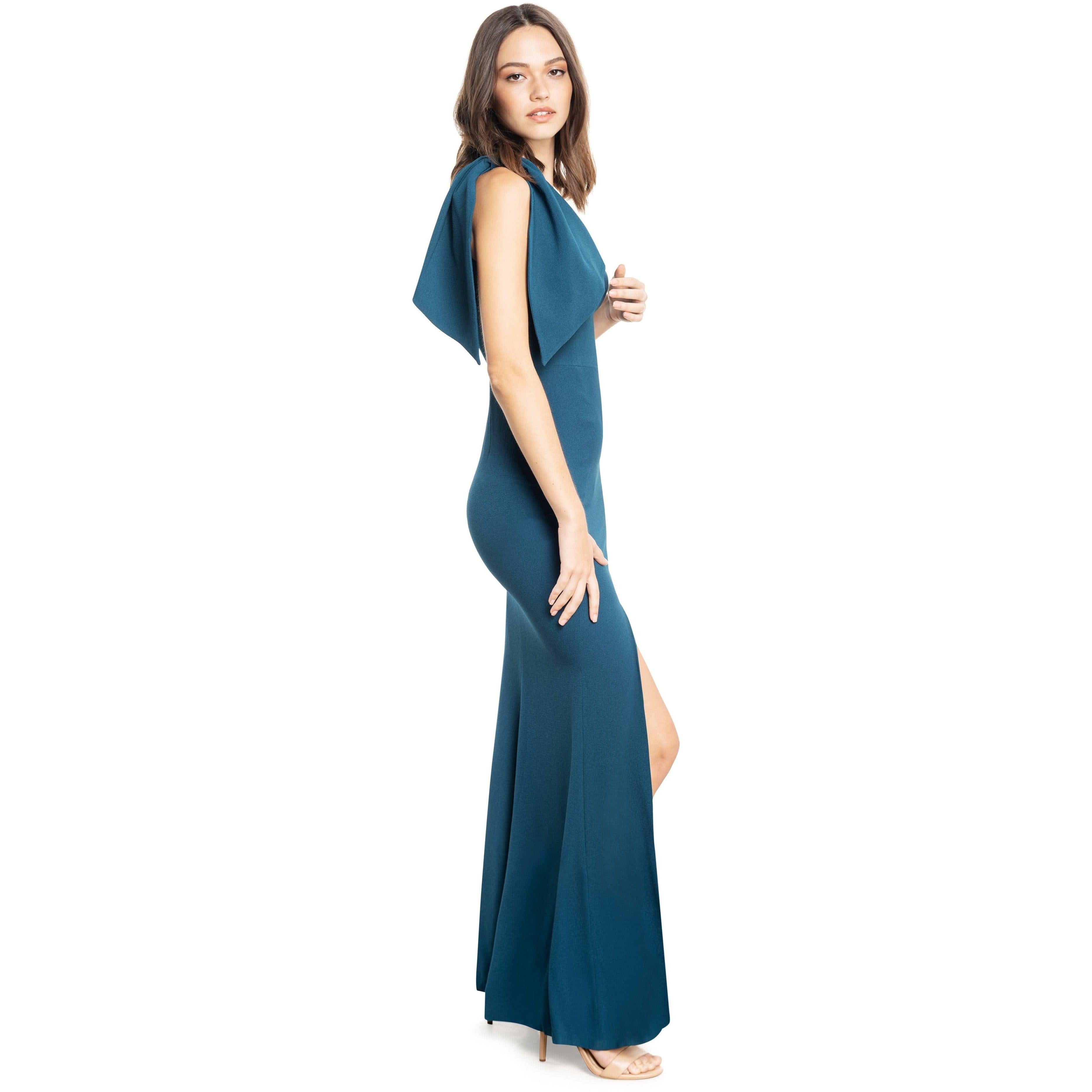 georgina one-shoulder crepe gown dress the population Georgina Gown Dress the Population