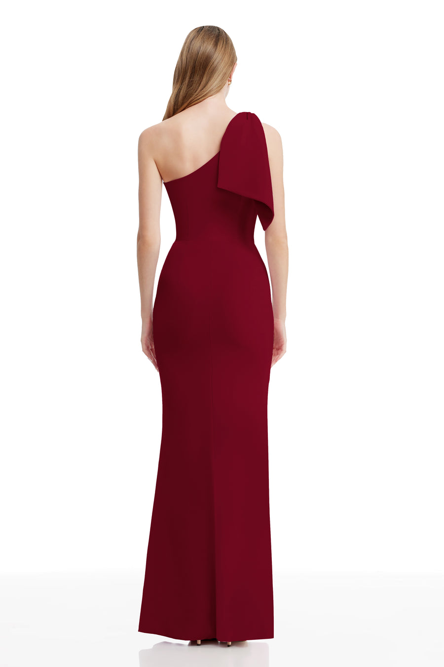 georgina one-shoulder crepe gown dress the population Georgina Gown Dress the Population