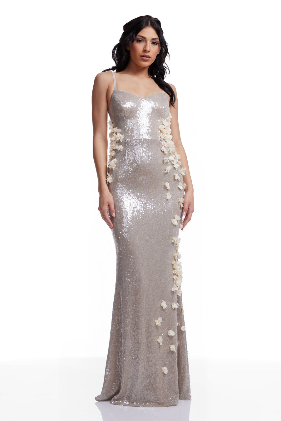 dress the population giovanna sequin gown Dress The Population Giovanna Sequined Flower Gown