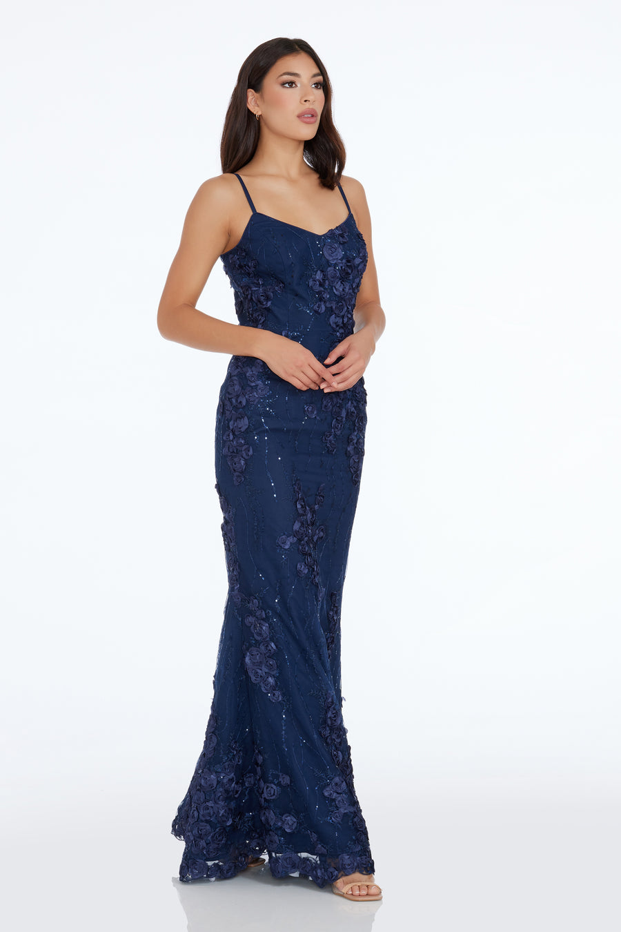 dress the population giovanna maxi dress Dress The Population Women's Giovanna Sequined Floral-Appliqu Mermaid Gown - Silver Black