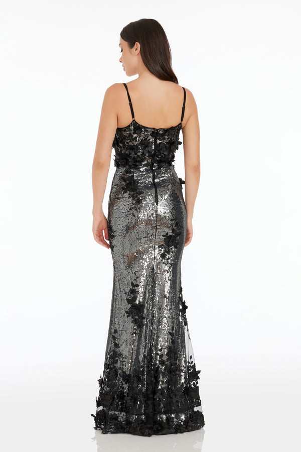 GIOVANNA GOWN / SILVER-BLACK