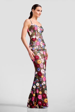GIOVANNA GOWN / BLACK MULTI