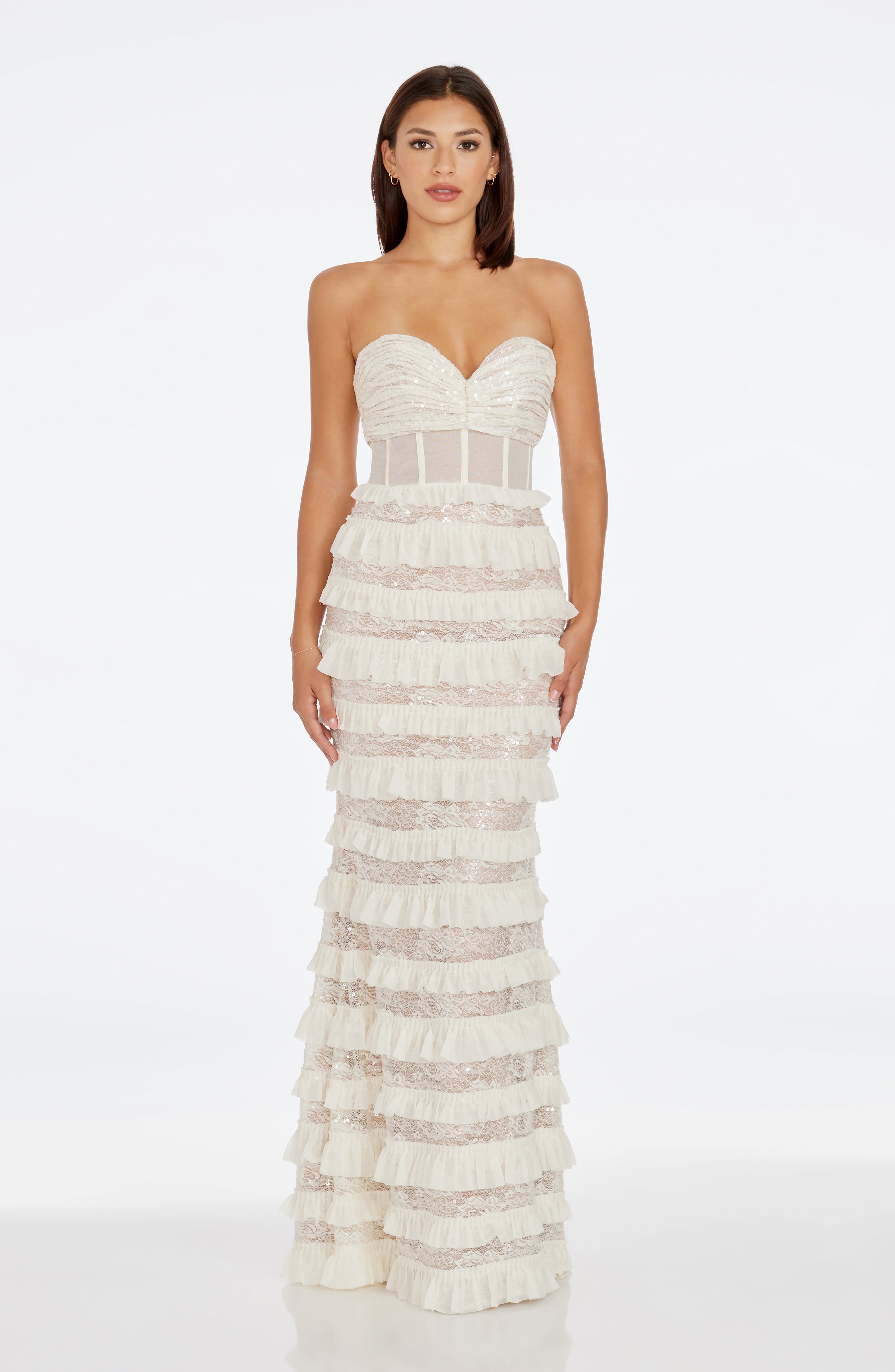 open lace back dress Dress The Population Paris Mermaid Gown