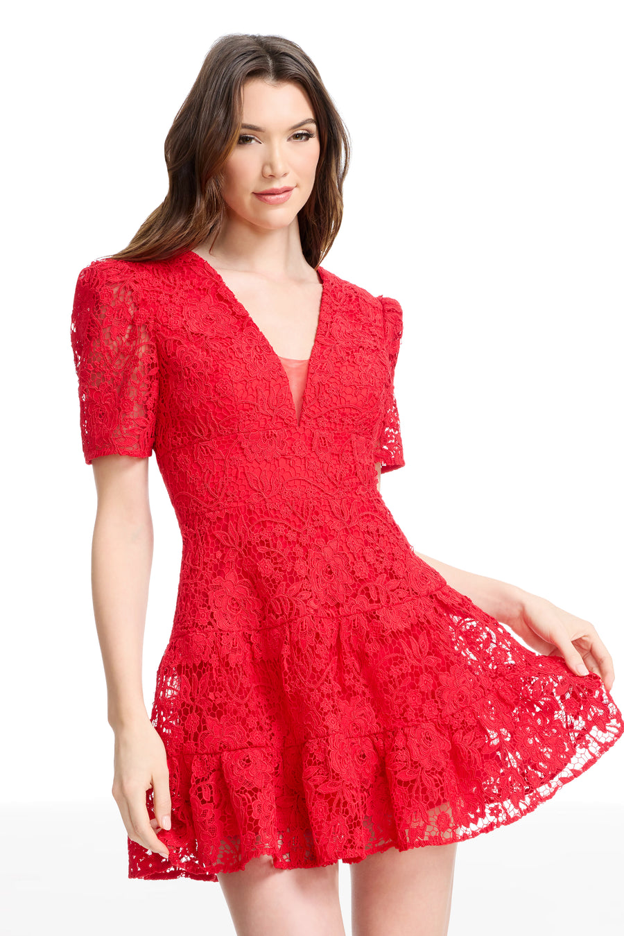 Dress The Population Hallie A-Line Mini Dress - Red Dress The Population Hallie A-Line Mini Dress - Red