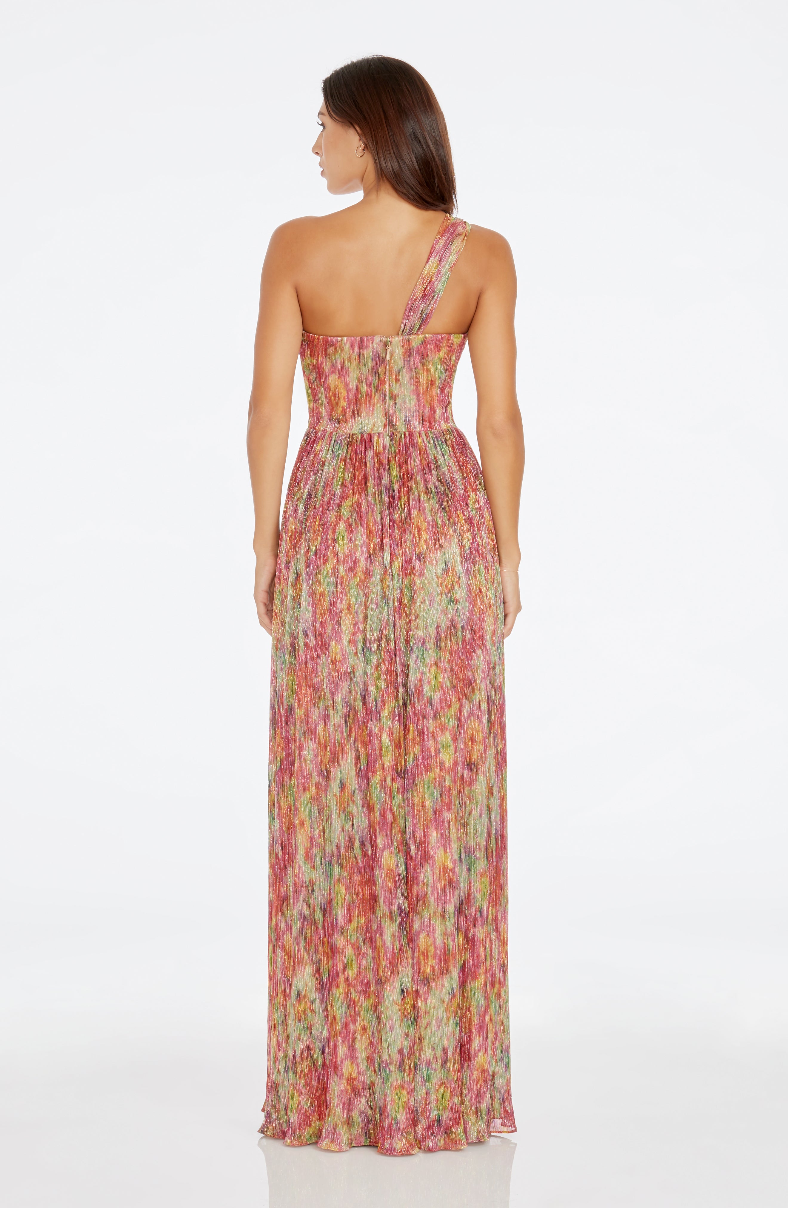 Dress The Population Idalia Printed Metallic Maxi Dress - Bright Fuchsia