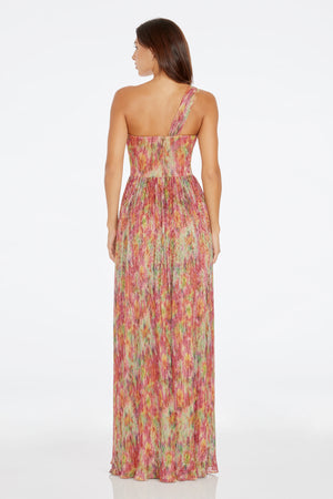 dress the population idalia one shoulder floral maxi dress Dress The Population Women's Idalia Metallic One-Shoulder Gown - Red