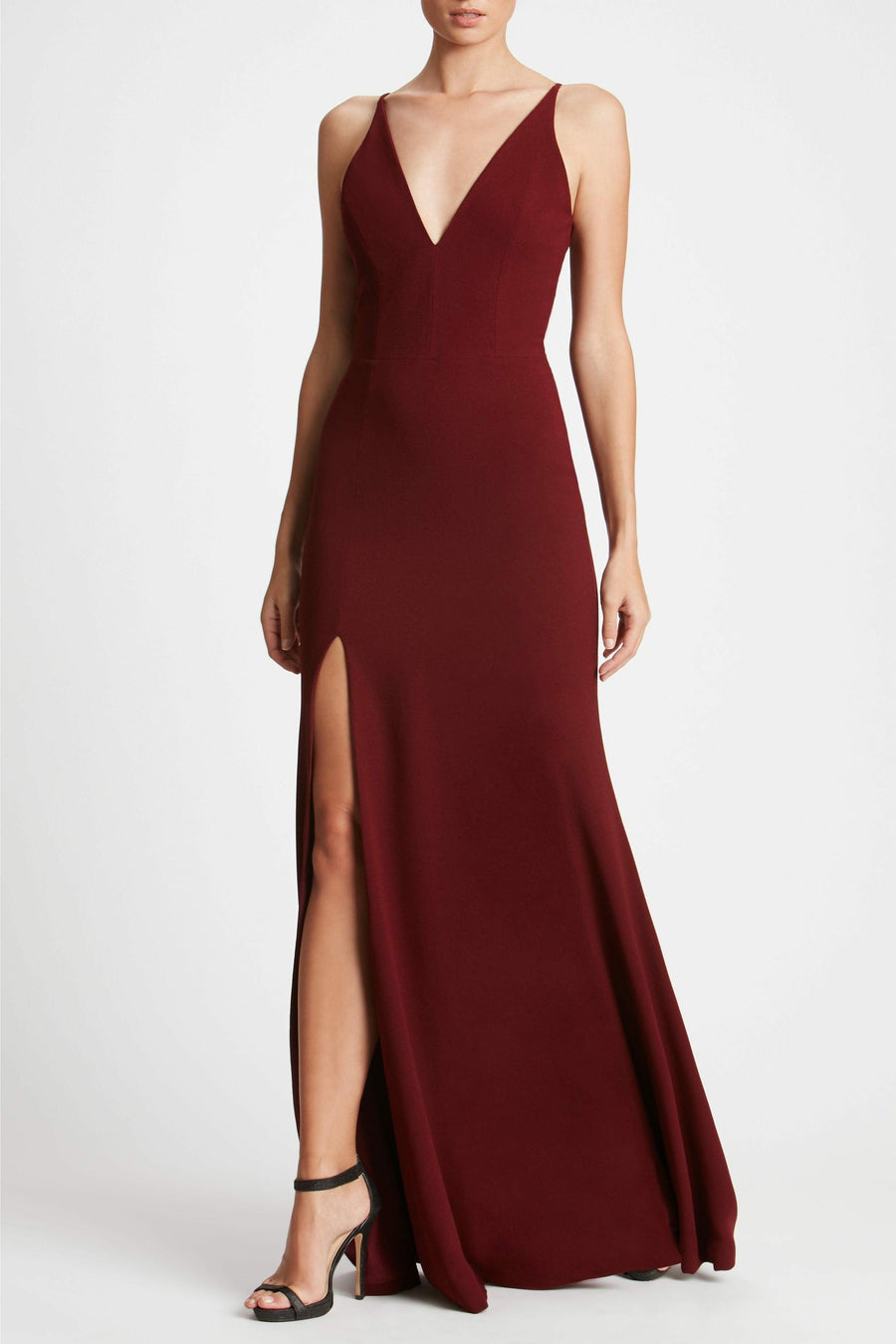 iris crepe trumpet gown dress the population $288 Dress The Population Women's White Iris Crepe Trumpet Gown Dress Size L