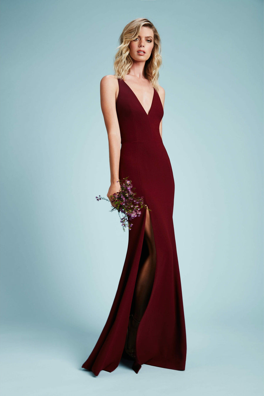 iris crepe trumpet gown dress the population Dress the Population Womens Peacock Blue Iris Crepe Trumpet Gown, L 843301129021