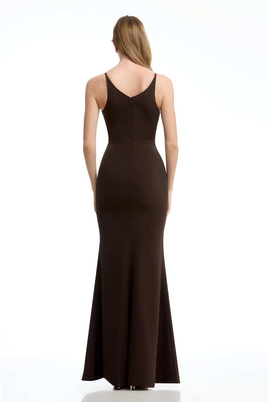 dress the population iris sleeveless crepe slit gown Dress the Population Iris High-Slit Evening Gown - Cobalt